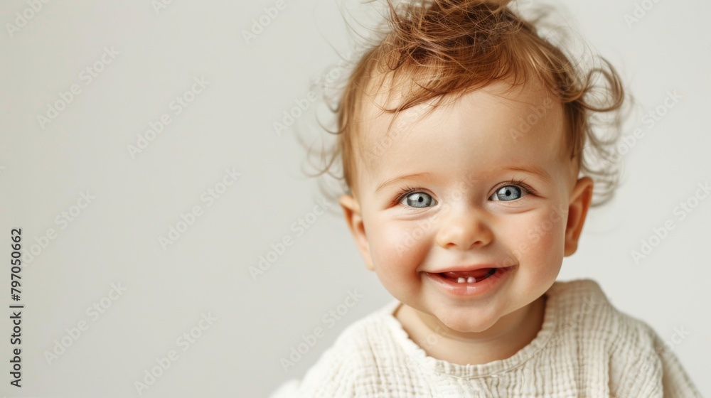Happy smiling baby with plain background Happy smiling baby with plain background