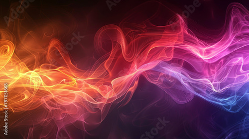 A colorful flame with orange, red, and blue colors