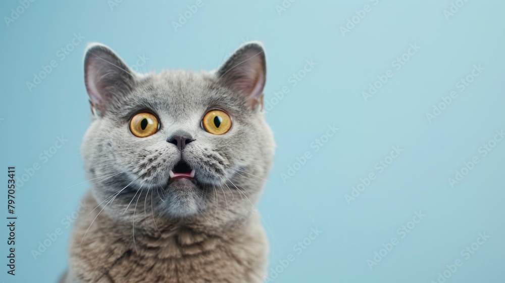 A cute surprised cat over plain background A cute surprised cat over plain background