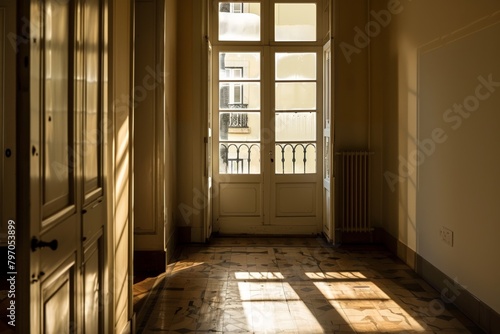 Casa do Passadico Building Windows With Balcony In Braga, Portugal. - static. Beautiful simple AI generated image in 4K, unique.