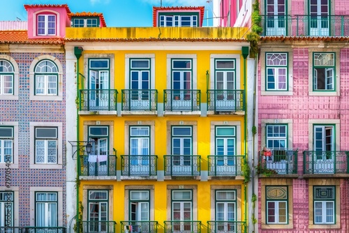 Häuserreihe am Douro- Altstadt von Ribeira-Porto/Portugal. Beautiful simple AI generated image in 4K, unique.