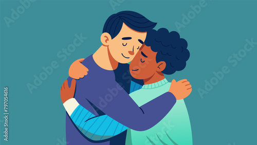 A man receiving a hug from a friend as they discuss a personal struggle..