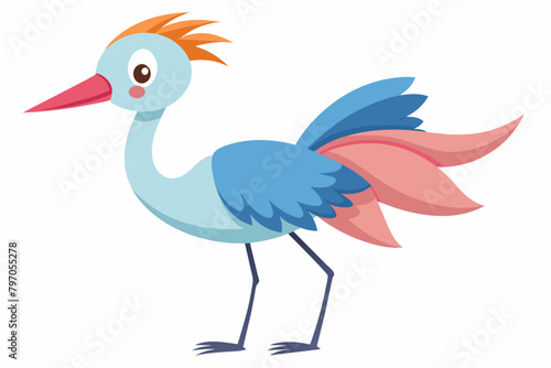 crane bird cartoon vector illustration