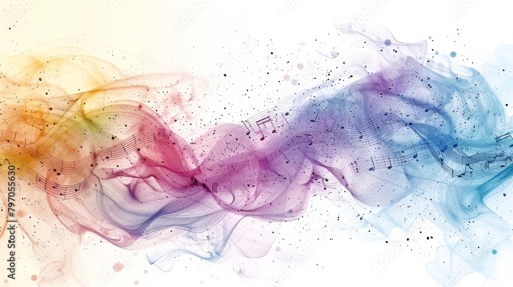 Fototapeta premium music staff turned into abstract waves symbolizing sound, on a white background,