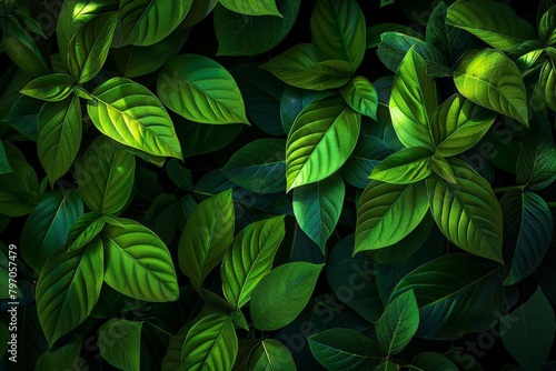 High-End Dark Green Leaves Seamless Texture. Beautiful simple AI generated image in 4K, unique.