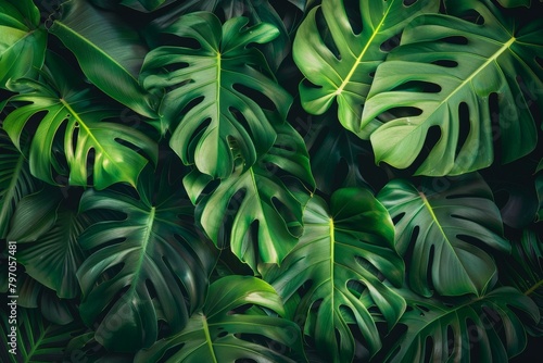 Close-Up Of Dark green leaves. Beautiful simple AI generated image in 4K, unique.