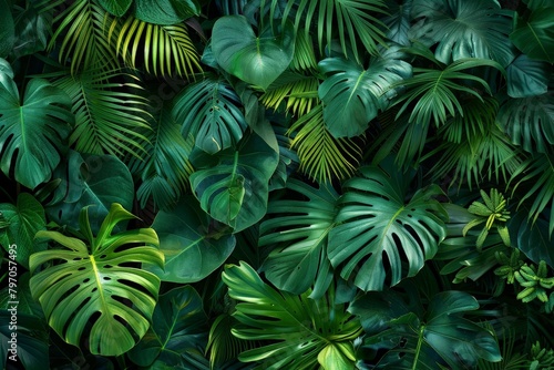 High-End Dark Green Leaves Seamless Texture. Beautiful simple AI generated image in 4K  unique.