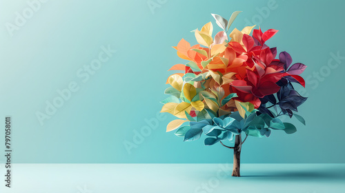 A colorful rubber tree. representing the infinite opportunities of growth and sustainability for Earth month. 