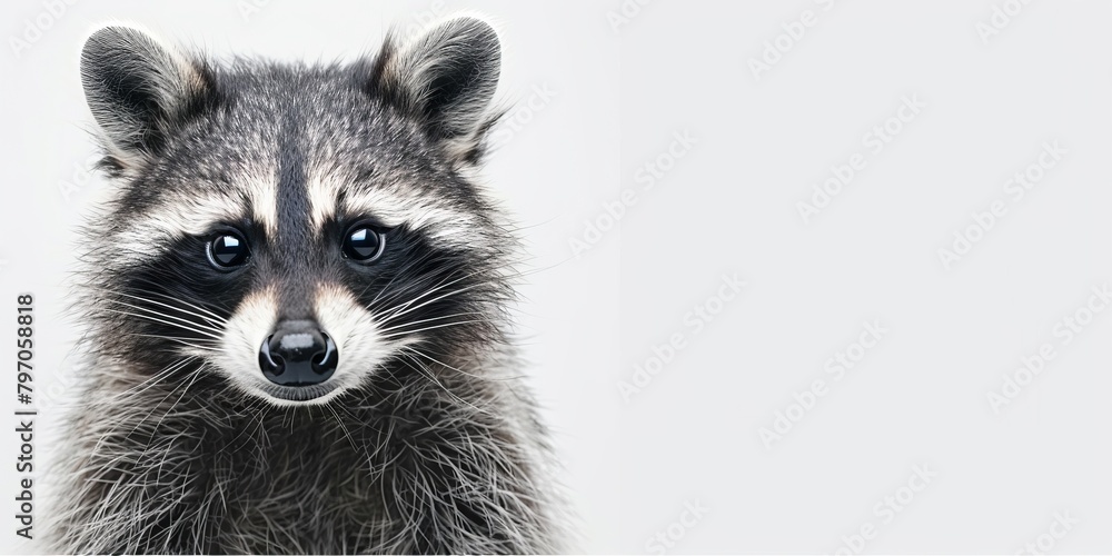 Front View Racoon Frontal view of a raccoon, highlighting its piercing gaze and striped ...