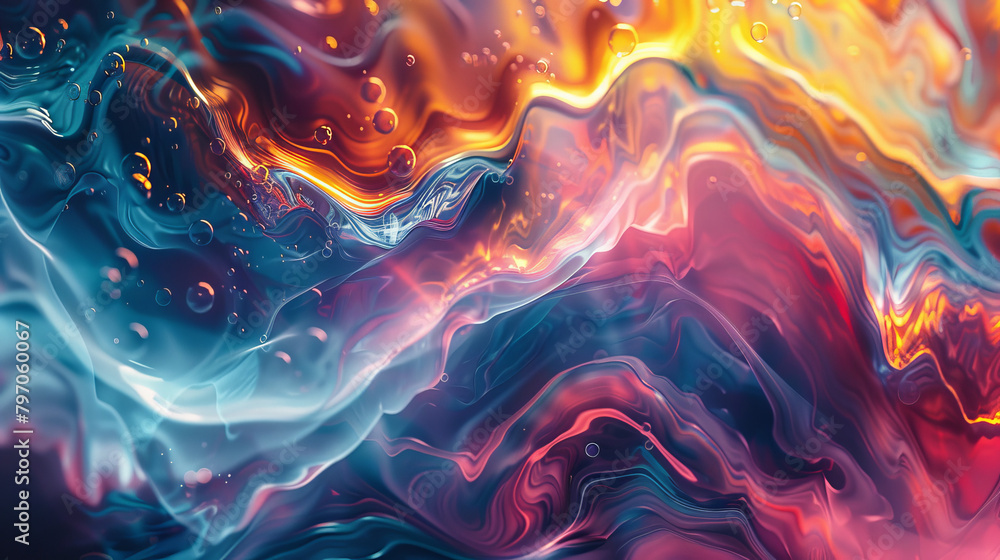 A colorful abstract painting with a blue and red swirl A colorful abstract painting with a blue and red swirl