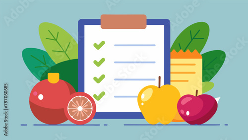 A grocery list with items such as lean meats whole grains and healthy snacks emphasizing the importance of grocery shopping and meal planning