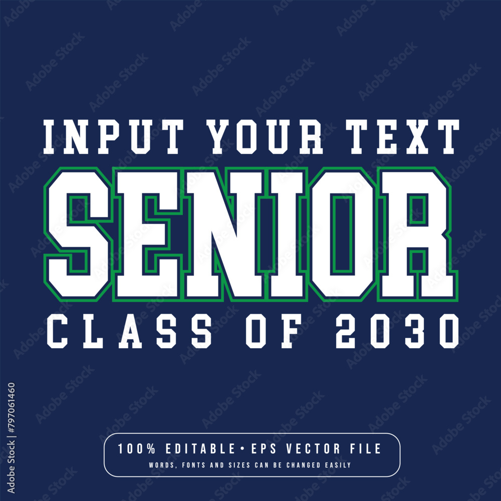Class of 2030 typography design vector. Text for design, congratulation event, T-shirt, party, high school or college graduate. Editable class of 2030 typography design