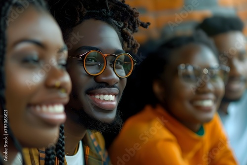 Diverse group of young Black individuals celebrating Black History Month. Concept Black History Month, Group Photos, Diversity Celebration, Young Generation, Joyful Portraits © Anastasiia