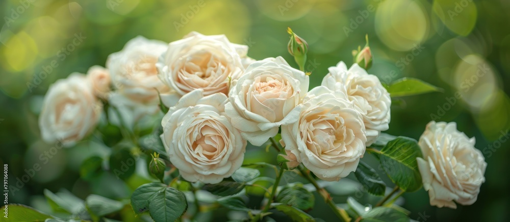 White Roses With Green Leaves