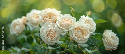 White Roses With Green Leaves