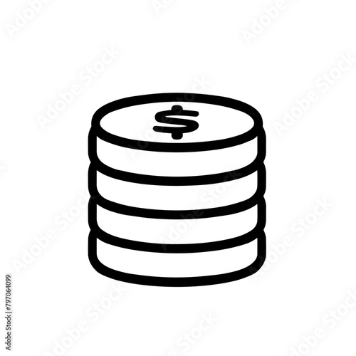 Minimalist Coin Stack Icon in Black and White