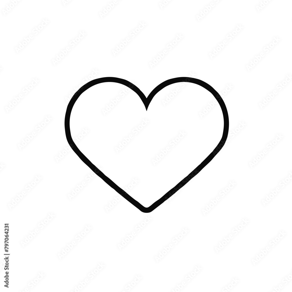 Heart Outline, Black and White, Love and Affection Symbol