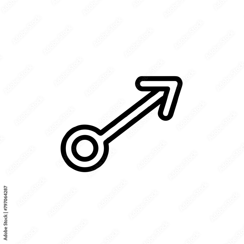 Male Gender Sign Icon, Black Line Art, Masculinity Symbol Male Gender Sign Icon, Black Line Art, Masculinity Symbol