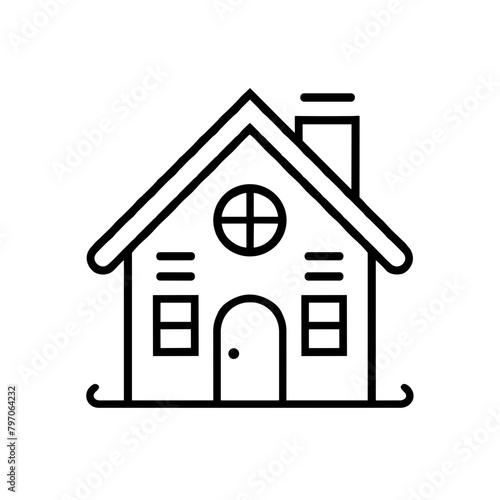 House Icon, Black and White, Real Estate and Home Concept
