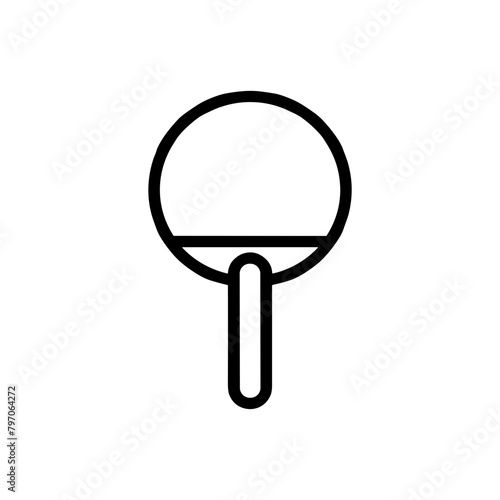 Ping Pong Paddle Icon, Black Line Drawing, Table Tennis Equipment Symbol