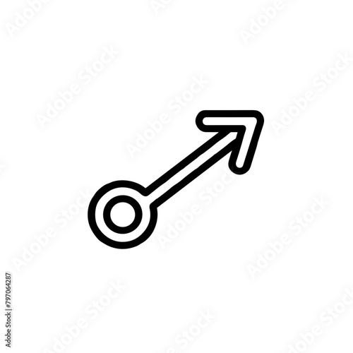 Male Gender Sign Icon, Black Line Art, Masculinity Symbol