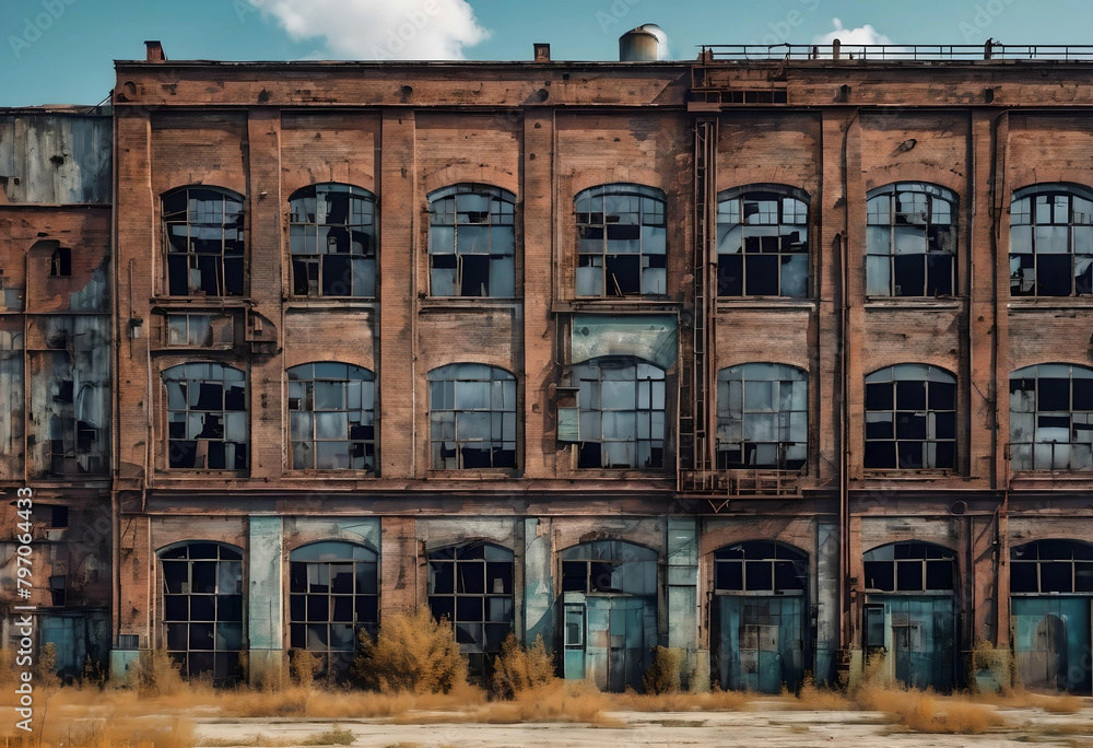 Obraz premium facade of a vintage lost place factory. generative ai