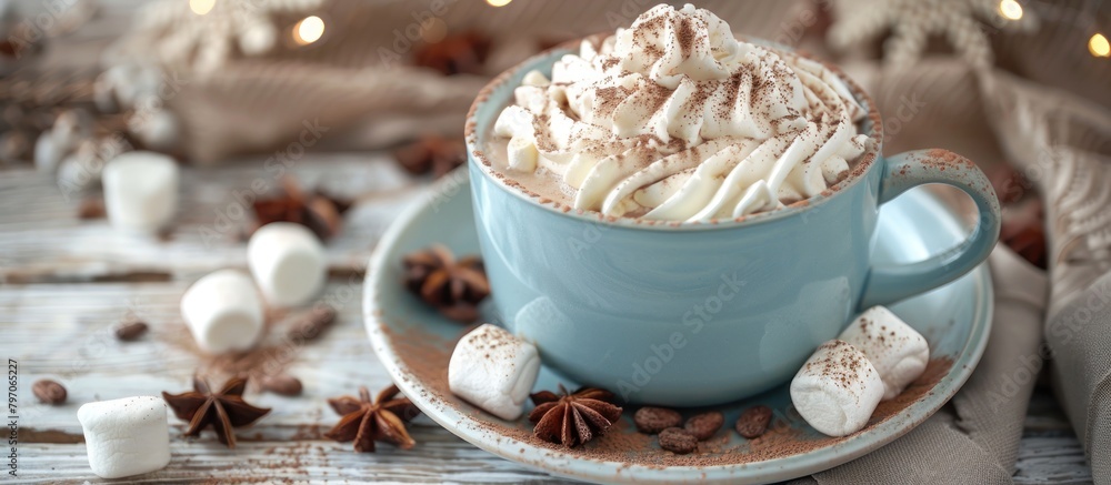Hot Chocolate With Marshmallows on Saucer Hot Chocolate With Marshmallows on Saucer