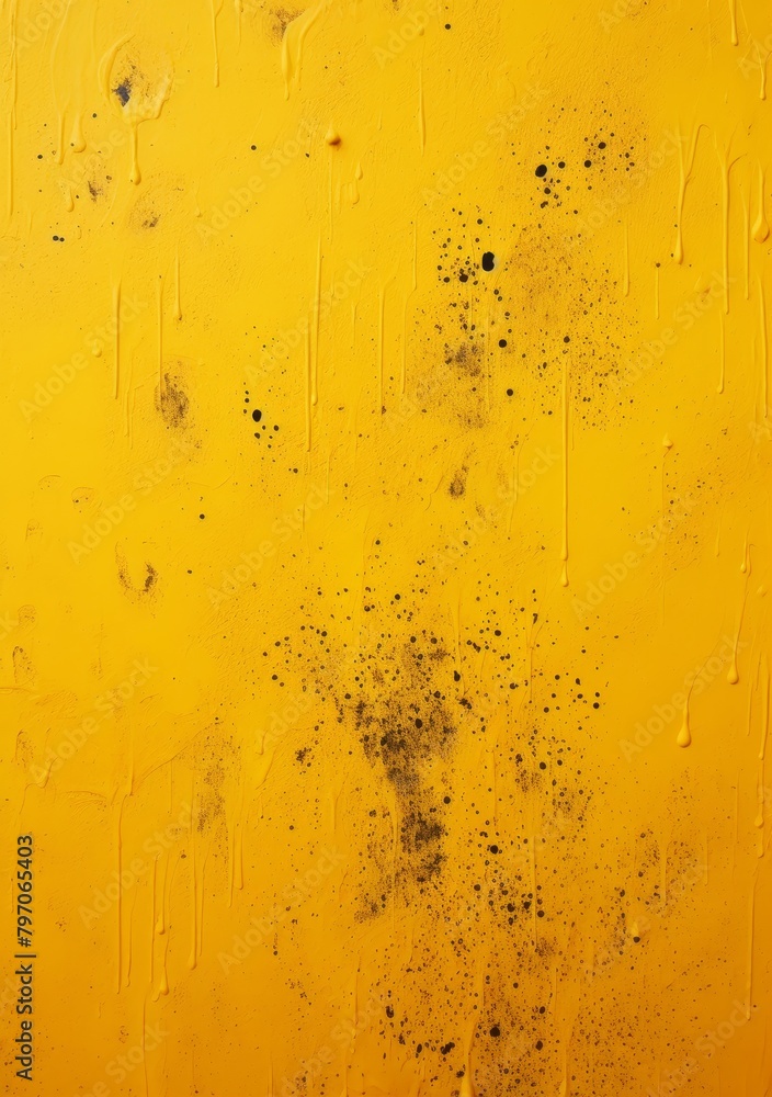 Yellow Painted Wall with Black Splatter Texture Yellow Painted Wall with Black Splatter Texture