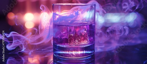 Glass Filled With Purple Liquid on Table photo