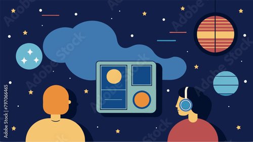 With the radio off and windows down they shared their thoughts on spirituality and the nature of the universe contemplating existentialism.. Vector illustration