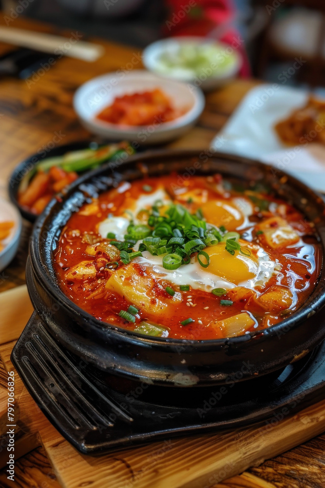 Delightful Kimchi Jjigae Presentation, Culinary World Tour, Food and Street Food