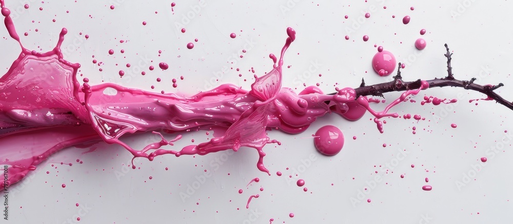 Pink Substance With Twig on White Surface Pink Substance With Twig on White Surface