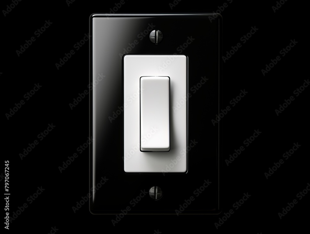 Modern light switch on a black wall plate Modern light switch on a black wall plate
