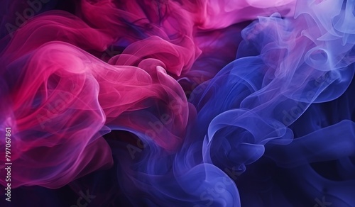 Vibrant Dance of Red and Blue Smoke
