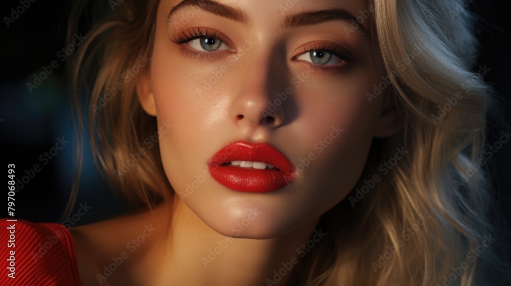 female model with red lips glamour, ai female model with red lips glamour, ai