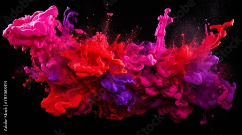 Vibrant explosion of colored ink in water