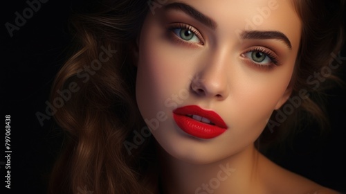 female model with red lips glamour  ai