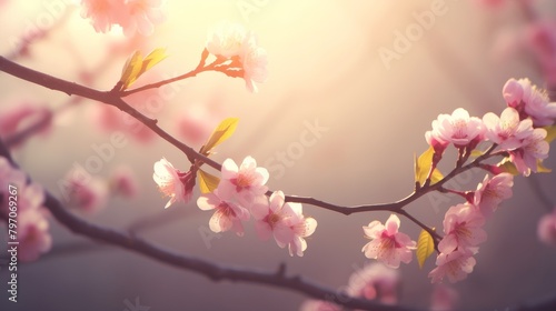 Sunlit Cherry Blossoms in Spring