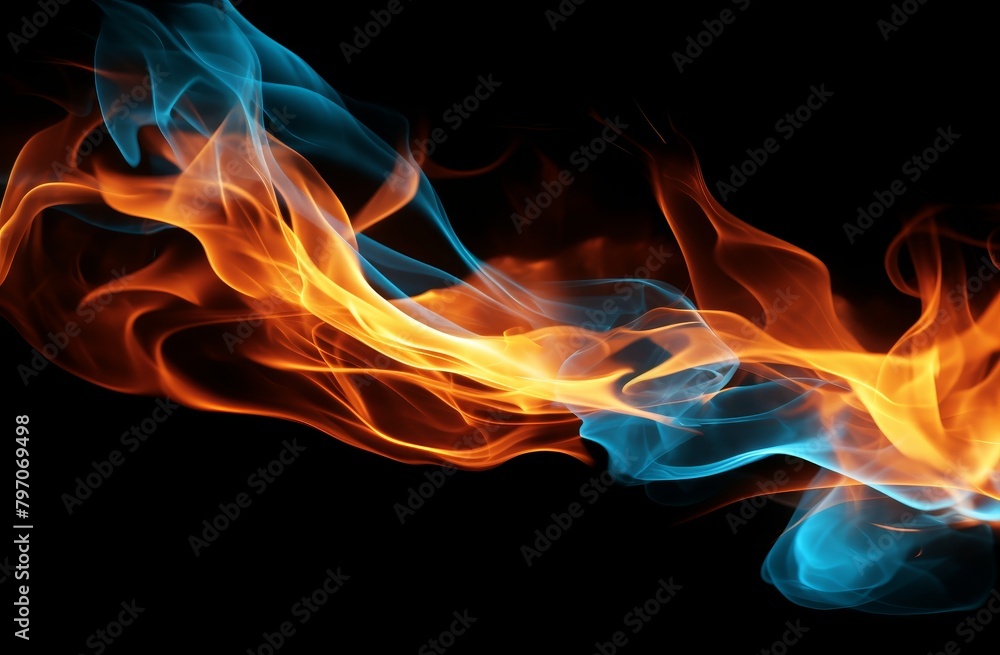 Vibrant Dance of Blue and Orange Flames