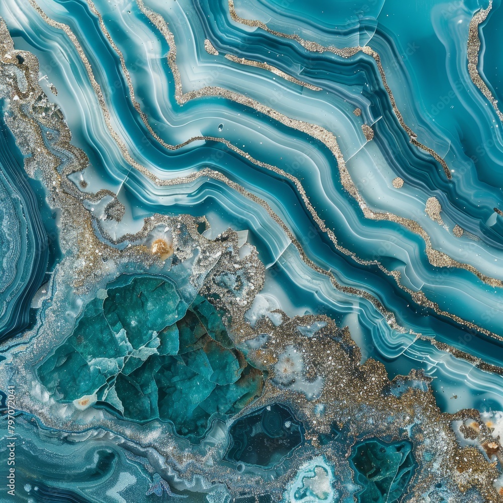 Obraz premium Abstract Blue Agate Stone Patterns