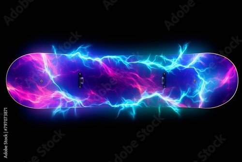Electric Plasma Storm Gradients: Vibrant Skateboard Design Highlighting Futuristic Power