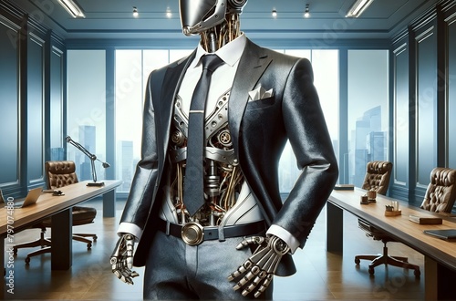 a robot designed in the style of a wealthy businessman