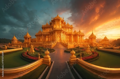 a massive palace with walls made of pure gold photo