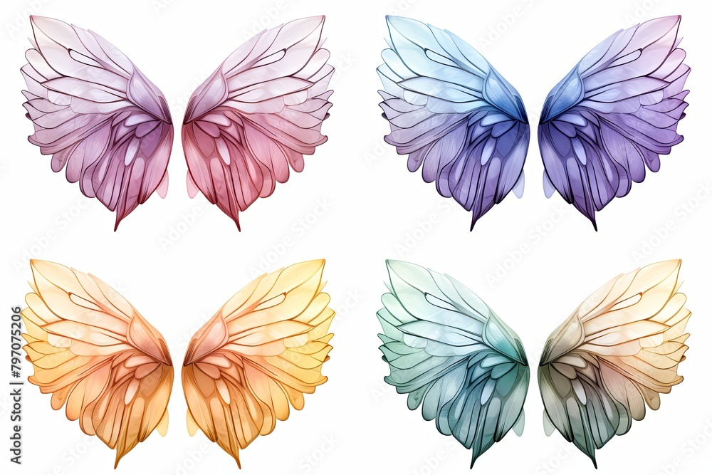 Ethereal Fairy Wing Gradients: Mystic Wing Art Graphic Illustration