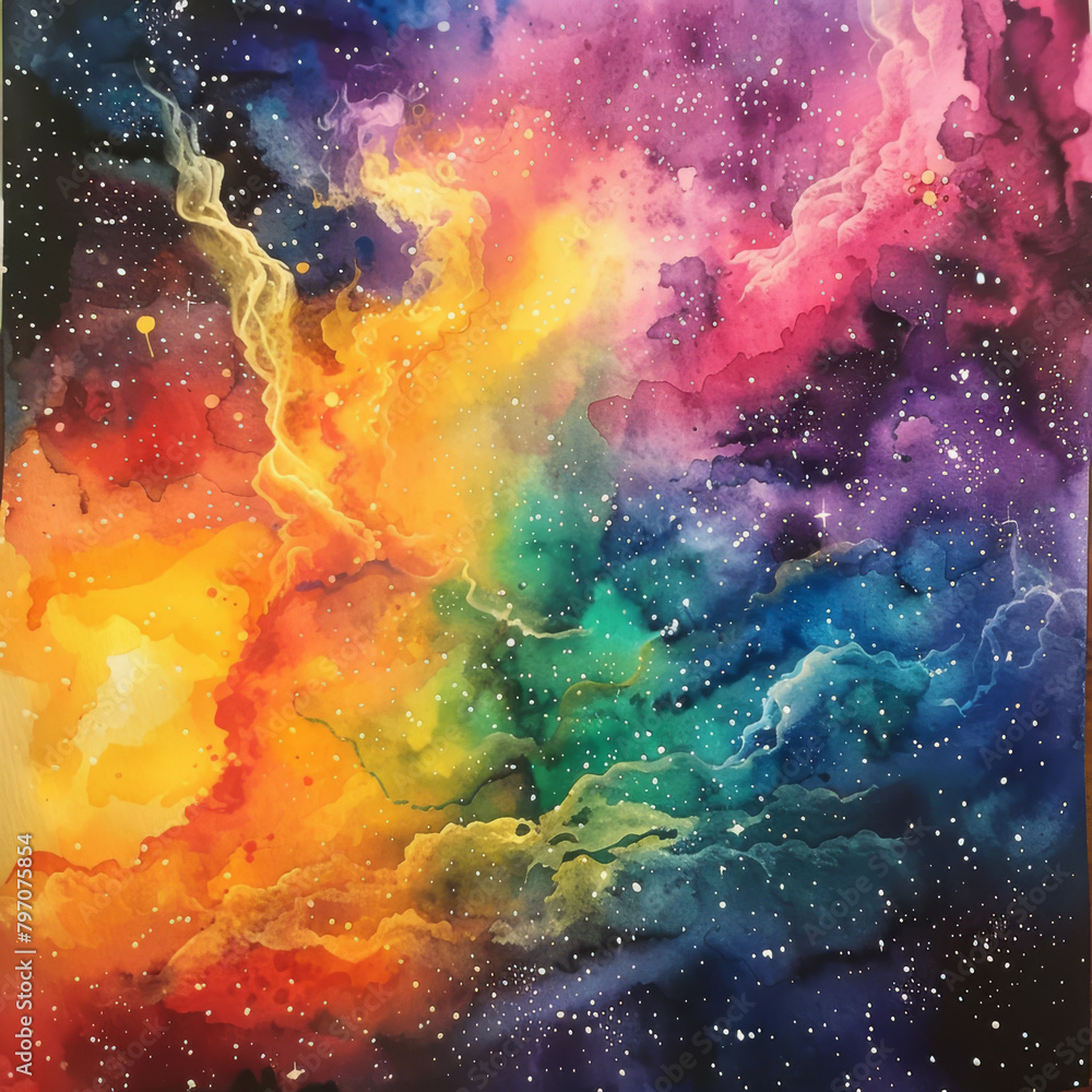 Cosmic Watercolor Dreams Enchanting Space Galaxies
