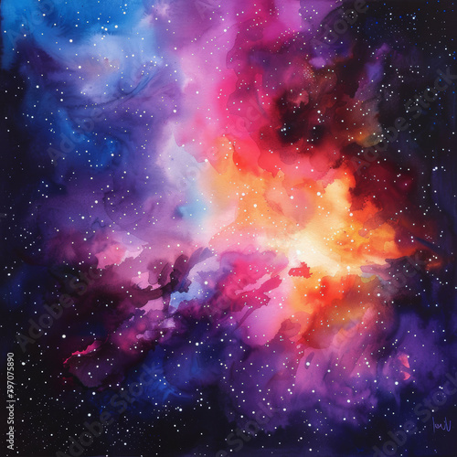 Cosmic Watercolor Dreams Enchanting Space Galaxies