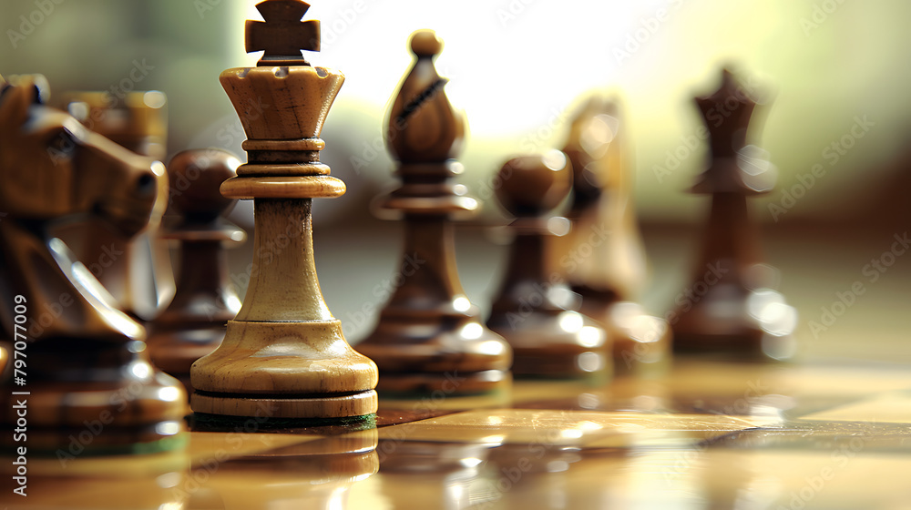 A group of chess pieces on the board, symbolizing strategy and competition. A group of chess pieces on the board, symbolizing strategy and competition.