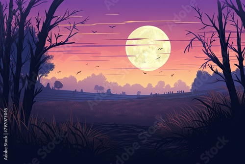 Harvest Moon Glow Gradients: Nightly Festival Design with Majestic Harvest Views photo