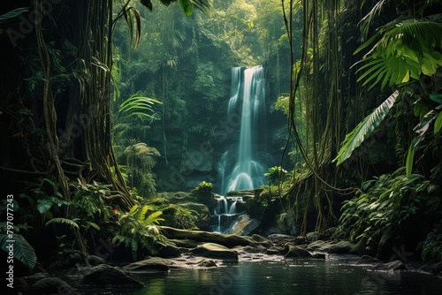 Hidden Jungle Waterfall Gradients Nature Photography Workshop Poster: Mystical Cascades Capture