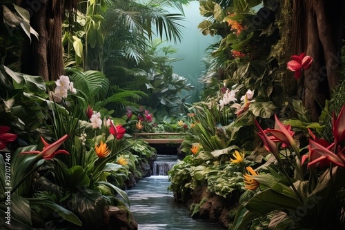 Hidden Jungle Waterfall Gradients: Tropical Plant Nursery Branding Magic